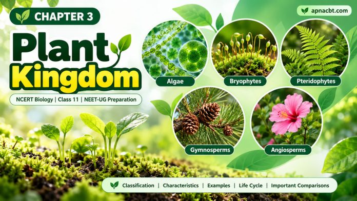 Plant Kingdom NCERT Biology Class 11 – Algae, Bryophytes, Pteridophytes, Gymnosperms and Angiosperms