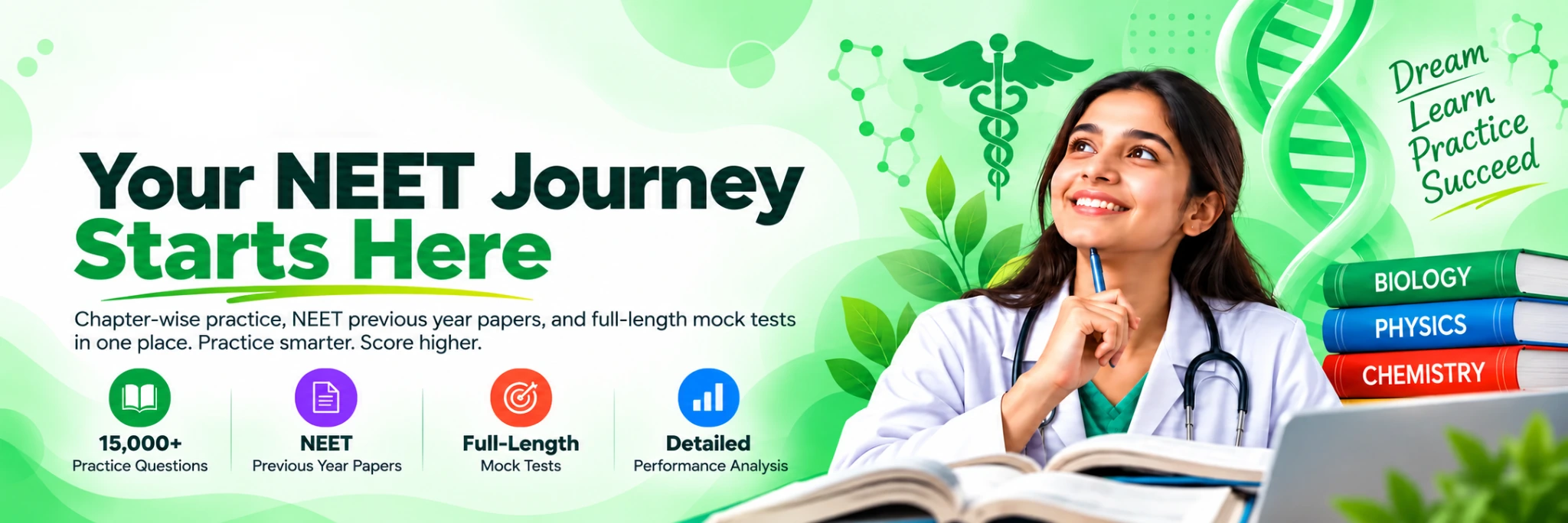 APNA CBT NEET-UG 2027 Preparation Banner APNA CBT NEET-UG 2027 banner featuring chapter-wise practice, NEET previous year papers, full-length mock tests, and performance analysis.