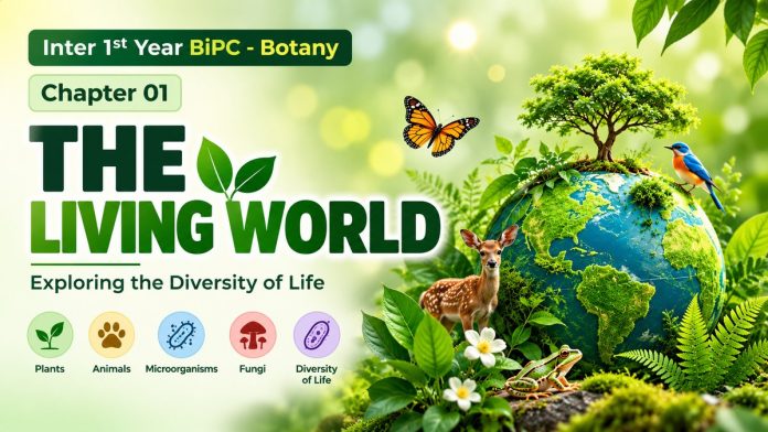 The Living World NEET Botany Chapter 1 mind map for Inter 1st Year BiPC students